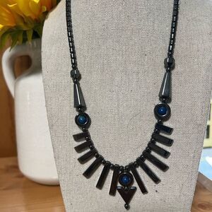 Elegant Black and Blue Necklace 19” #J3